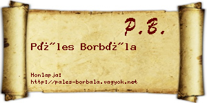 Páles Borbála névjegykártya